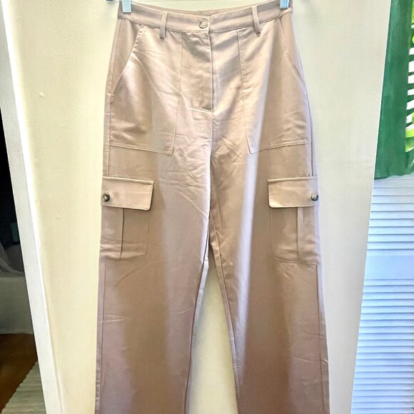 Lulus Stepped-up Style Taupe Wide-leg Utility Pants - Size S - Picture 3 of 4